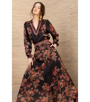 Printed skirt and long-sleeved blouse set