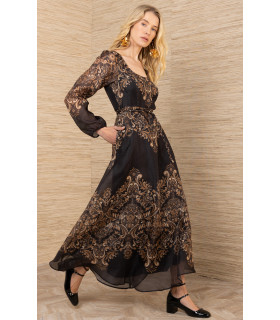 Organza dress with round neckline