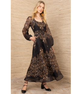 Organza dress with round neckline