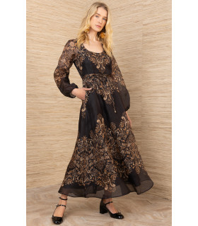 Organza dress with round neckline