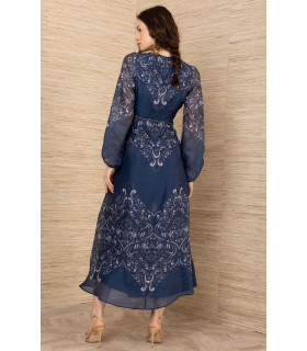 Vestido de organza con escote redondo