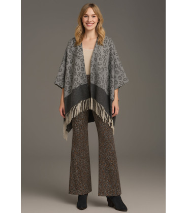 Leopard print poncho