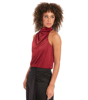 Blusa de satén con cuello halter
