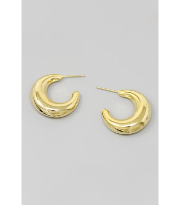 Metal hoop earrings in the shape of a crescent moon