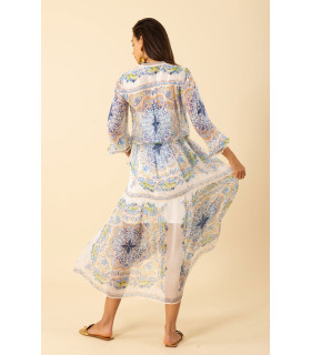 Vestido de manga larga con puños fruncidos