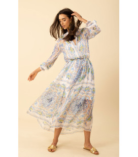 Vestido de manga larga con puños fruncidos