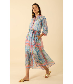 Vestido de manga larga con puños fruncidos