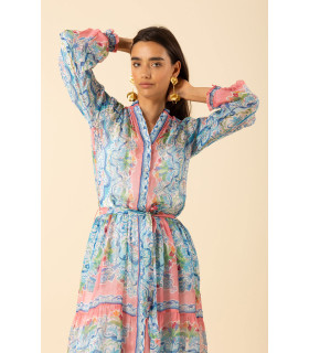 Vestido de manga larga con puños fruncidos