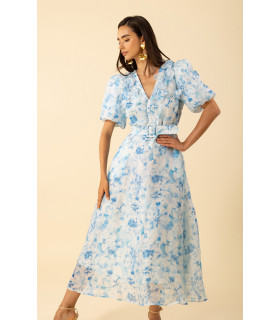 Floral dress in silk/linen organza