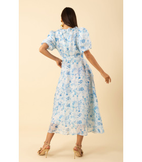 Floral dress in silk/linen organza