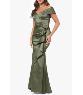 Vestido de tafeta off shoulders