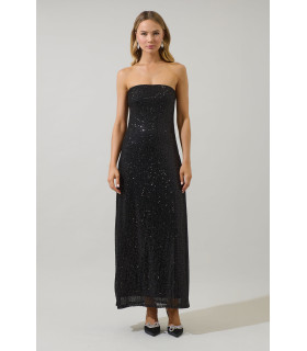 Strapless sequined maxi dress