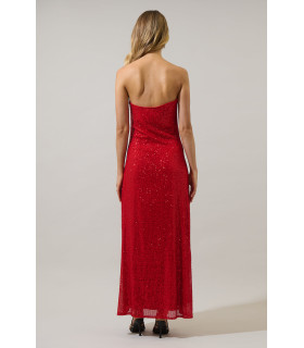 Strapless sequined maxi dress