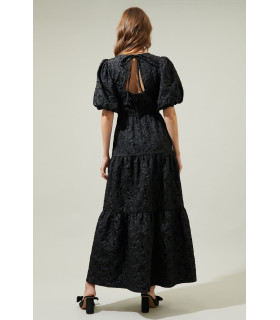 Vestido con escote en V y mangas abullonadas