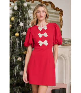 Mini vestido con lazo de perla