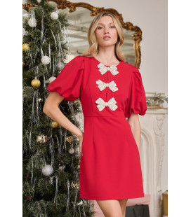 Mini dress with pearl bow