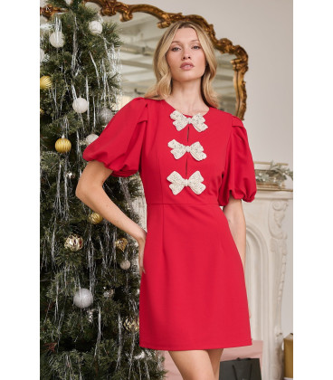 Mini dress with pearl bow