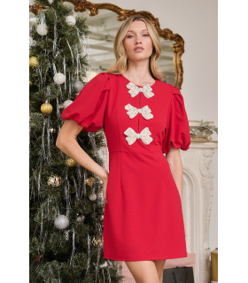 Mini dress with pearl bow