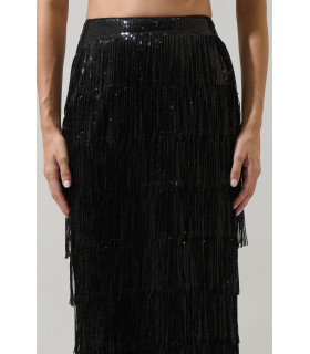 Long skirt with fringe and sequins
