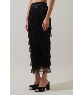 Long skirt with fringe and sequins