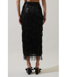 Long skirt with fringe and sequins