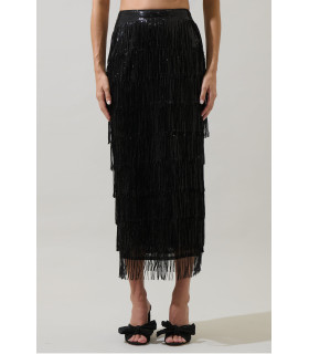 Long skirt with fringe and sequins