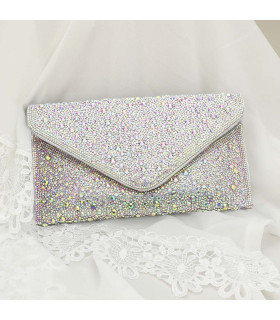 Bling Stone Studded Flap Envelope Evening Clutch Crossbody Bag