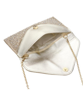 Bling Stone Studded Flap Envelope Evening Clutch Crossbody Bag