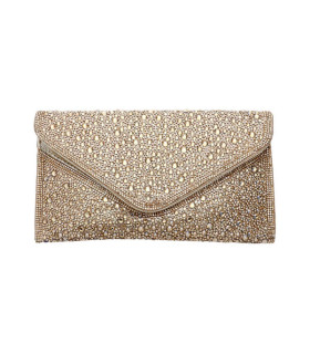 Bling Stone Studded Flap Envelope Evening Clutch Crossbody Bag