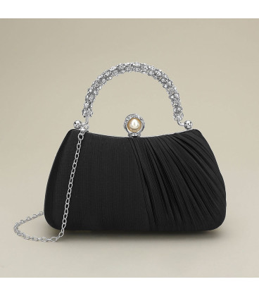 Handbag with handle and pearl clasp adorned with diamonds