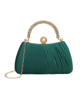 Bolso de mano con asa y cierre de perla adornado con diamantes