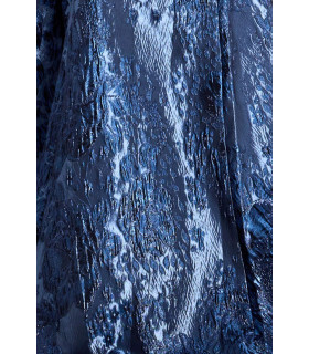 Vestido de sirena azul marino metalizado sin tirantes con drapeado lateral