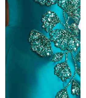 Strapless A-Line Gown with Intricate Floral Appliqué