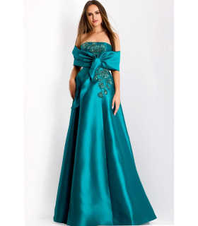 Vestido de corte A sin tirantes con apliques florales intrincados