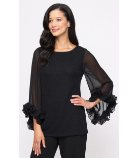 Blusa de manga 3/4 con volantes