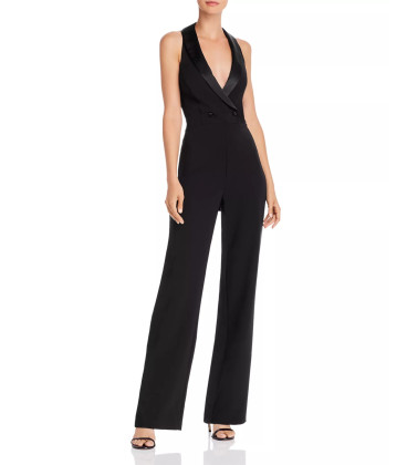Halter neck tuxedo jumpsuit
