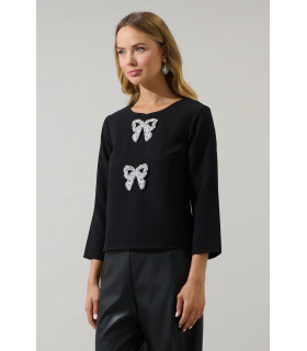 Blouse with ruffles, 3/4 sleeves