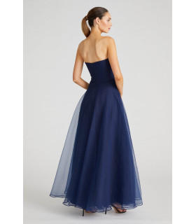 Strapless dress, cascading ruffle skirt