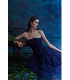 Strapless dress, cascading ruffle skirt