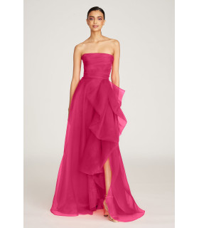 Strapless dress, cascading ruffle skirt