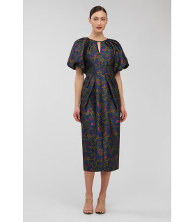 Vestido con mangas cortas abullonadas