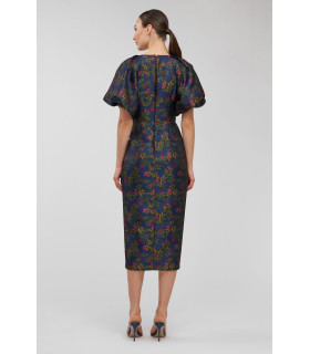 Dress with short puff sleeves