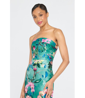 Strapless column silhouette mikado dress