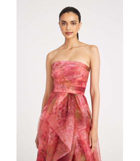 Strapless A-line organza dress