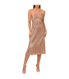 Metallic dress with slits