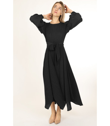 Jasper Bowtie Waist Pleats Maxi Dress