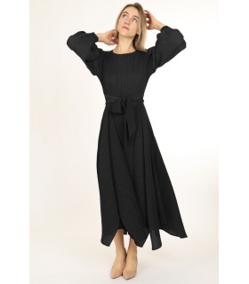 Jasper Bowtie Waist Pleats Maxi Dress