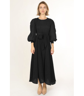 Jasper Bowtie Waist Pleats Maxi Dress