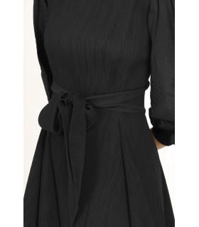 Vestido largo Jasper con pliegues en la cintura y lazo