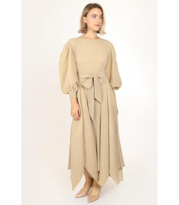 Jasper Bowtie Waist Pleats Maxi Dress